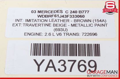 01-07 Mercedes W203 C240 C320 Door Control Module Rear Left 2038202185 OEM