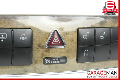 05-07 Mercedes W203 C230 Dashboard Door Lock Hazard Light Control Switch Walnut