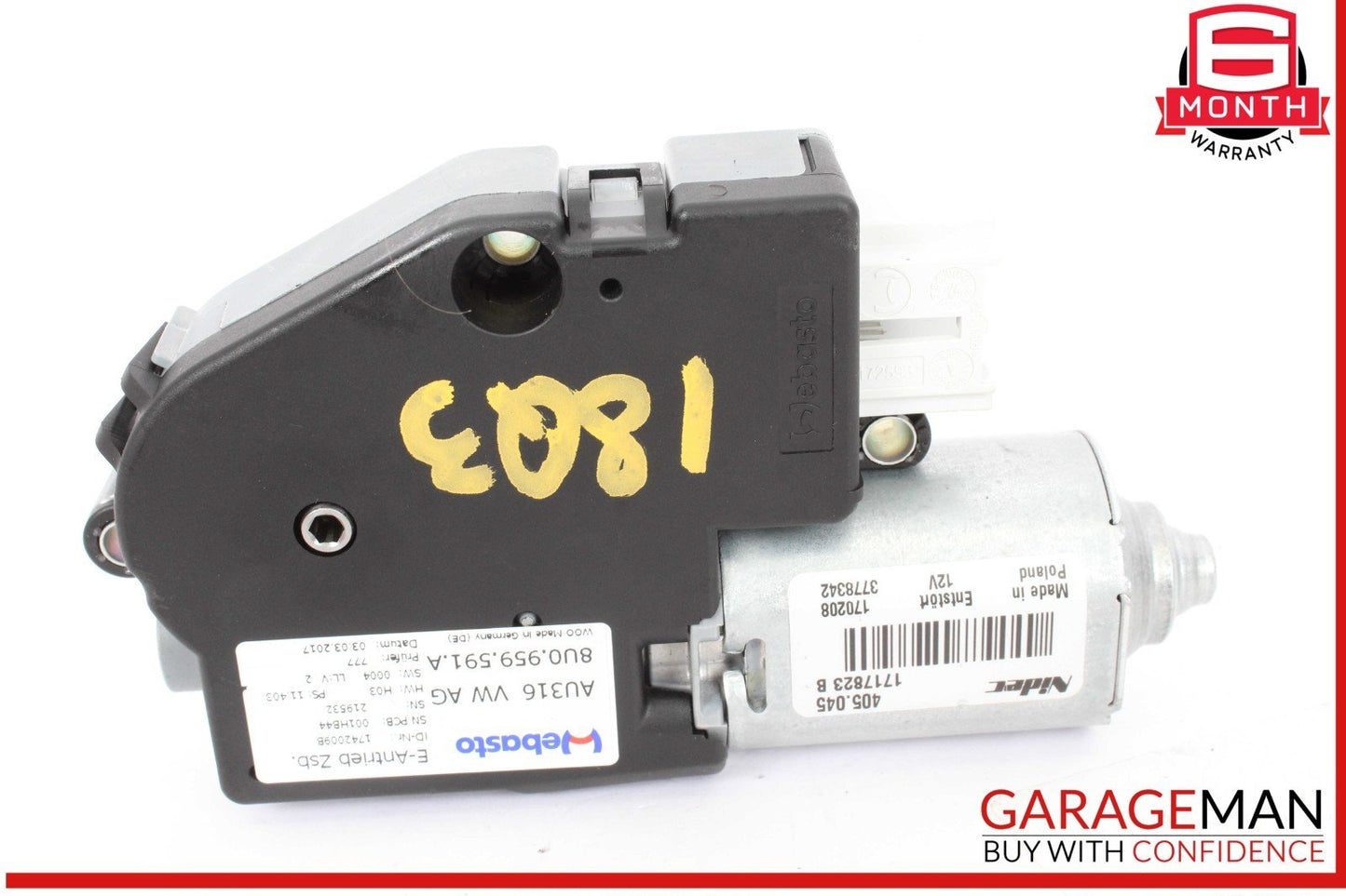 15-18 Audi Q3 Panoramic Sunroof Sun Roof Window Regulator Motor 8U0959591A OEM