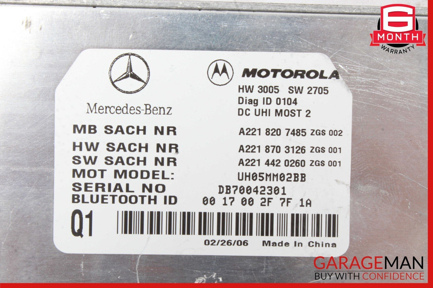 07-13 Mercedes W221 S550 S600 S63 AMG Motorola Bluetooth Control Module Unit