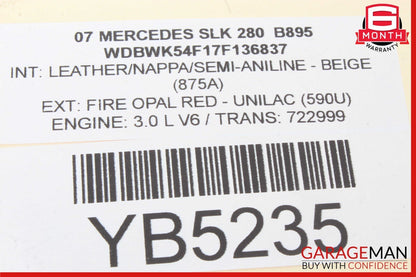 05-11 Mercedes R171 SLK280 Rear Left Convertible Roof Top Trunk Lid Cylinder OEM