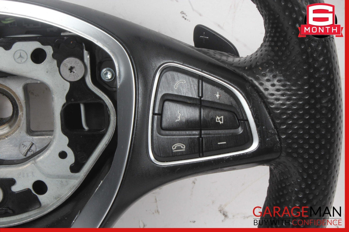 15-18 Mercedes W205 C300 GLC300 Steering Wheel Black w/ Paddle Shifters Assy OEM