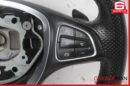15-18 Mercedes W205 C300 GLC300 Steering Wheel Black w/ Paddle Shifters Assy OEM
