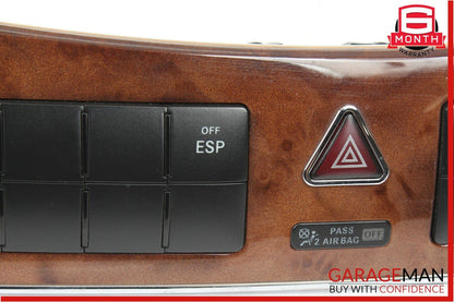 05-09 Mercedes W209 CLK500 Dash Heated Seat ESP Hazard Light Control Switch Wood