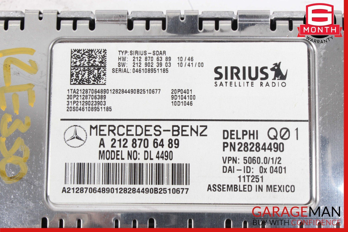10-15 Mercedes W211 E350 GLK350 Sirius Satellite Radio Receiver Control Module