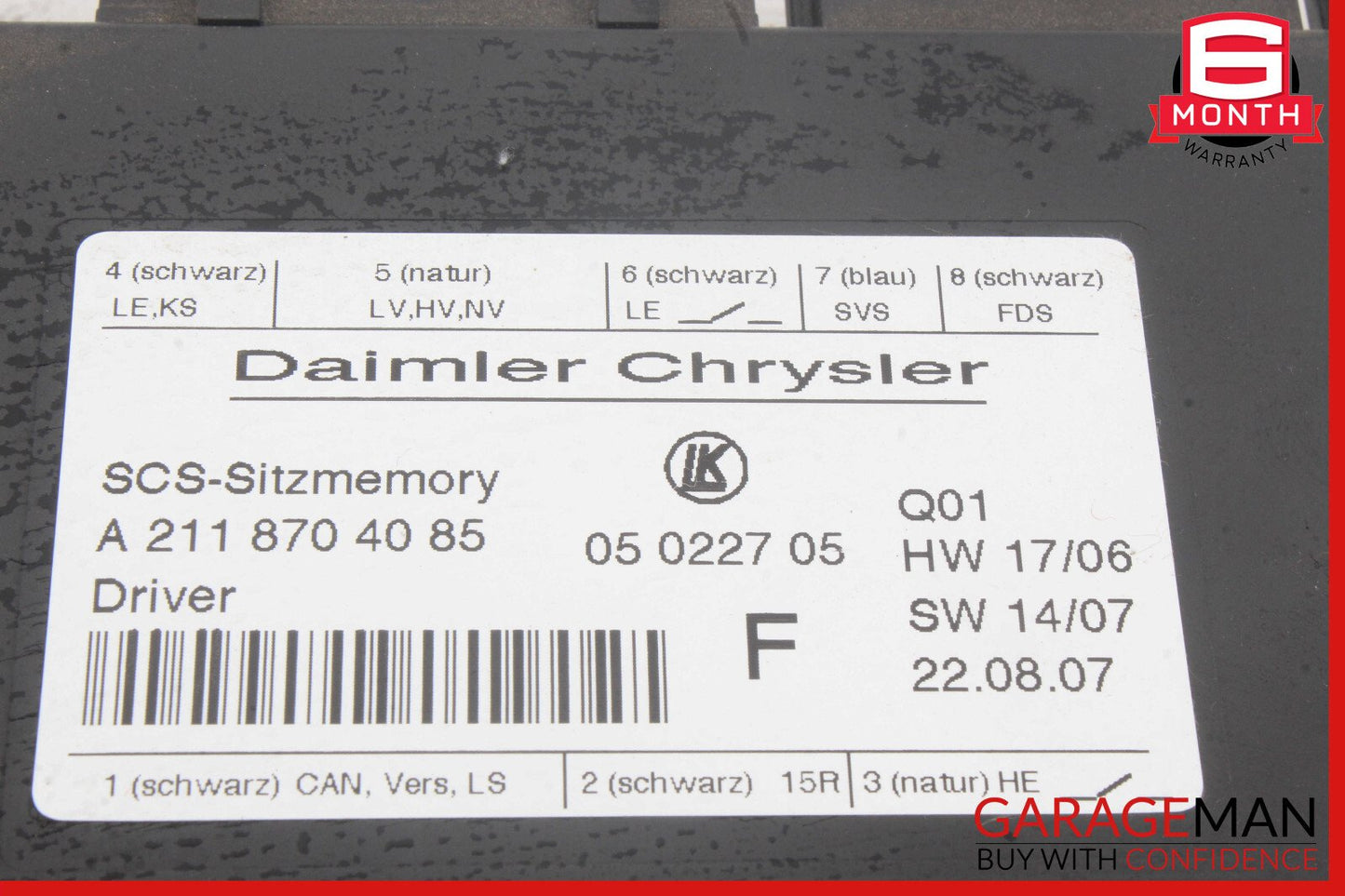 03-12 Mercedes W211 E350 CLS550 Front Left Seat Adjustment Control Module OEM