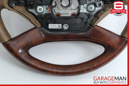 10-13 Mercedes W221 S550 S600 Steering Wheel w/ Paddle Shifters Brown Wood OEM