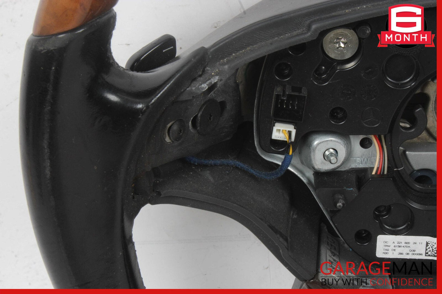 07-10 Mercedes CL550 S550 4 Spoke Steering Wheel Black w/ Paddles Assy Wood
