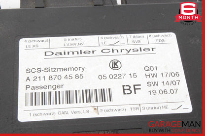 03-12 Mercedes W219 CLS63 AMG E350 Front Right Side Seat Control Module OEM