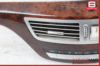 07-13 Mercedes W221 S550 Dash Center Cover Panel Air Vent w/ Door Wood Bezel Set