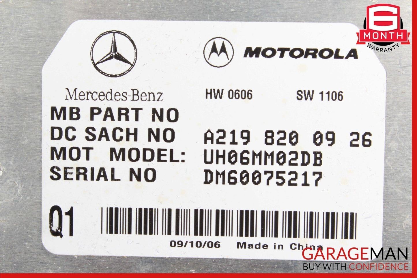 06-12 Mercedes R230 SL550 GL450 Communication Control Module 2198200926 OEM