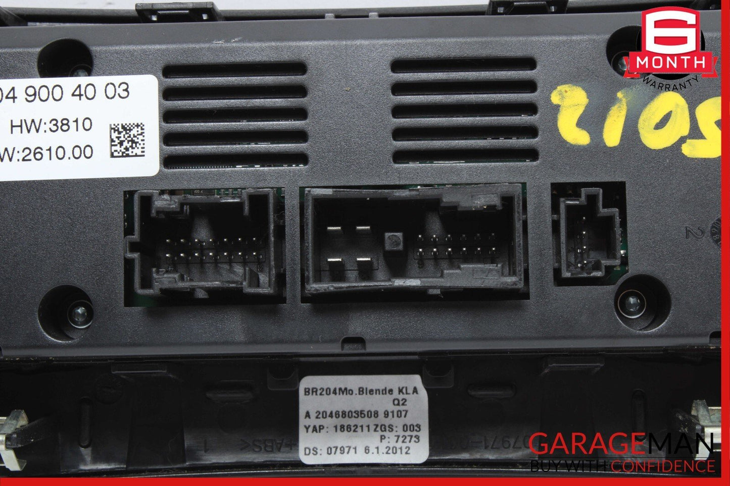 12-14 Mercedes W204 C250 C63 AC A/C Heater Climate Control Switch Trim Assembly