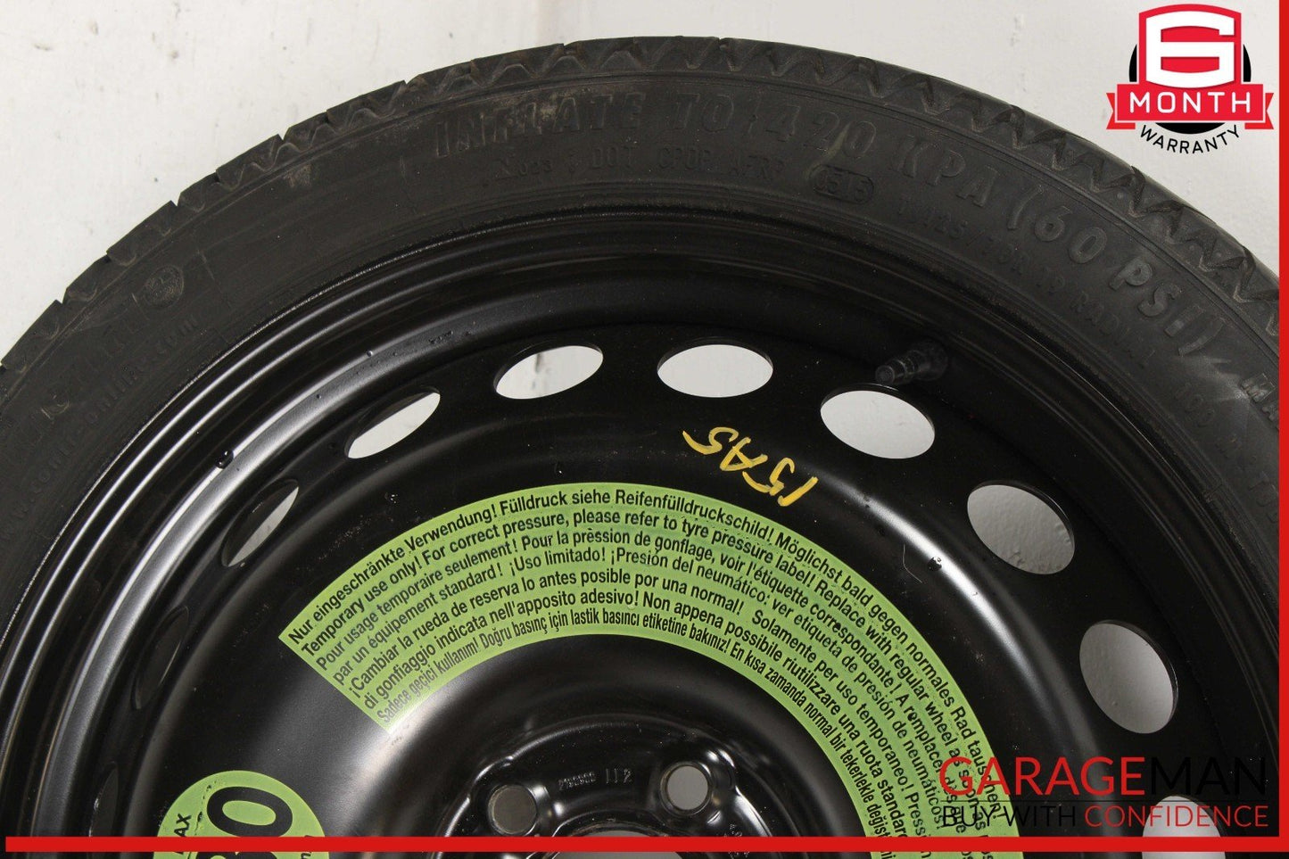 09-16 Audi A5 A4 S4 S5 Emergency Spare Tire Wheel Donut Rim T125/70R19 OEM