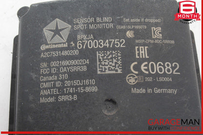 17-20 Maserati Levante Rear Left / Right Blind Spot Radar Module 670034752