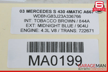 00-06 Mercedes W220 S430 S500 Front Right / Left Seat Adjustment Track Motor OEM