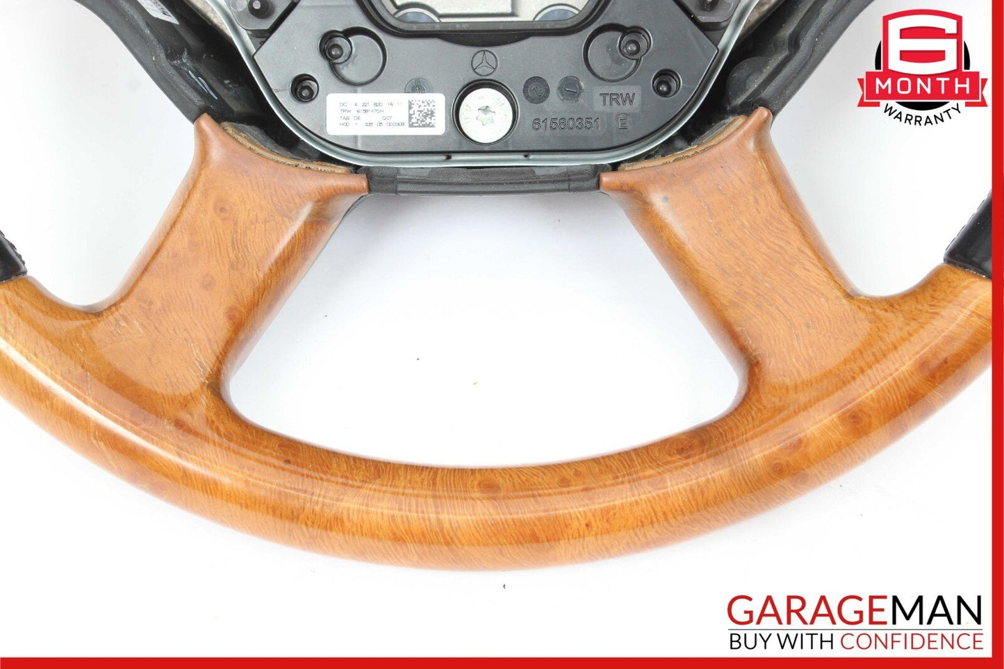 07-10 Mercedes W221 S550 CL550 4 Spoke Steering Wheel With Paddle Shifters Wood