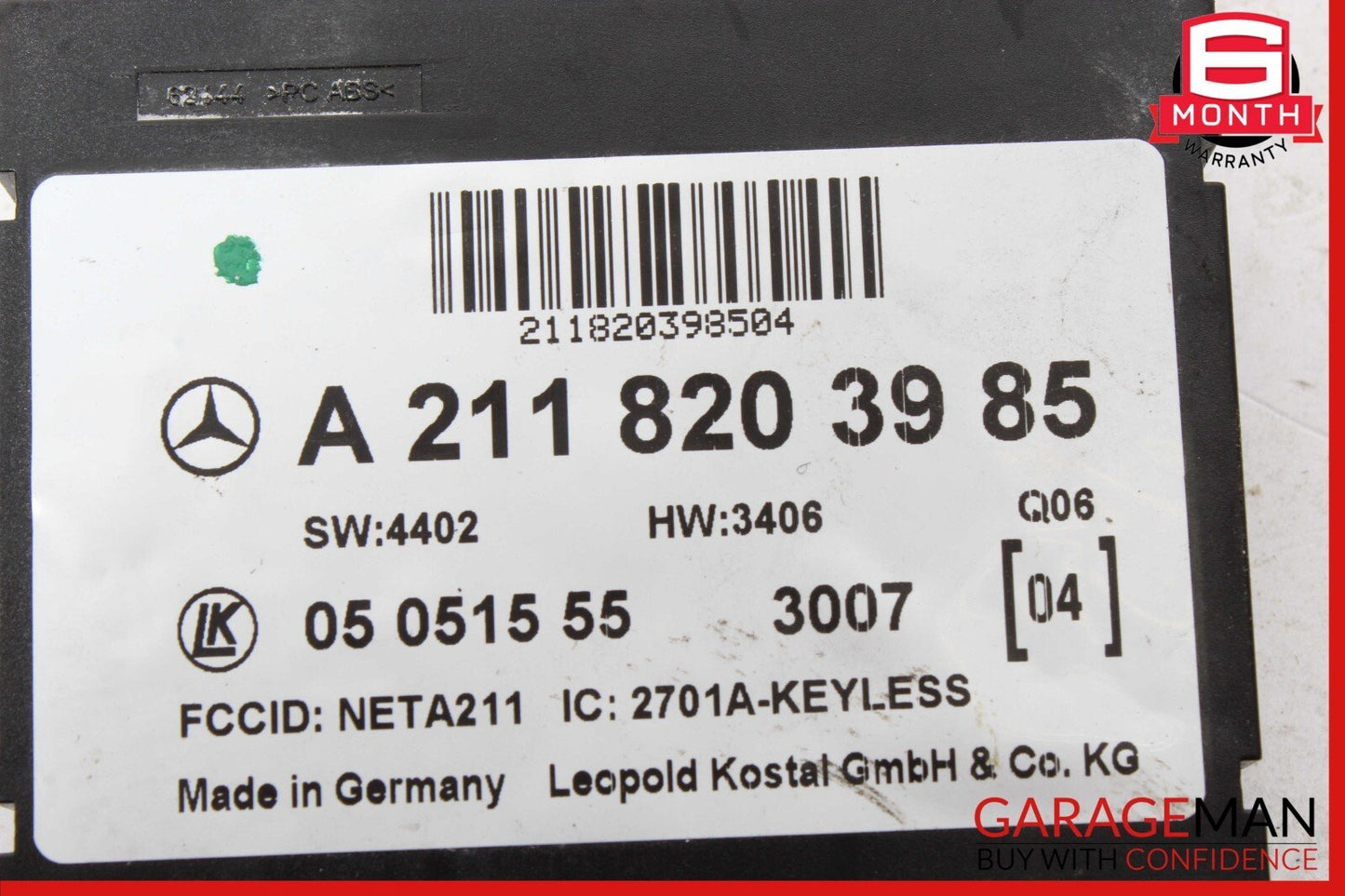 03-11 Mercedes W219 CLS63 E63 AMG Keyless Go Entry Control Module Unit OEM