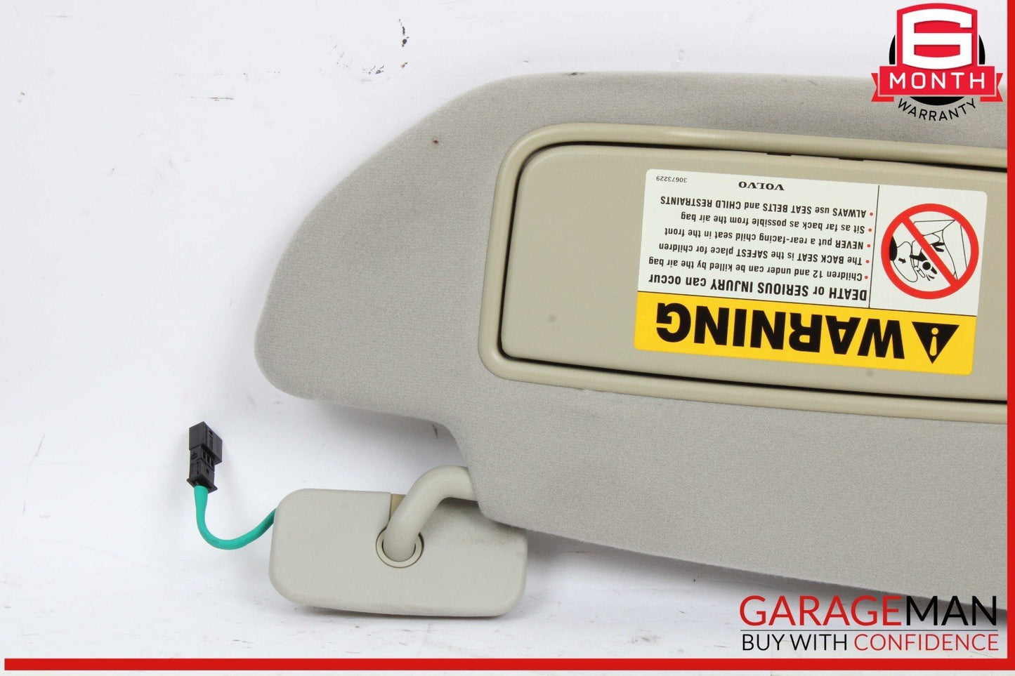 05-09 Volvo S60 Front Right Passenger Side Sun Visor Gray OEM