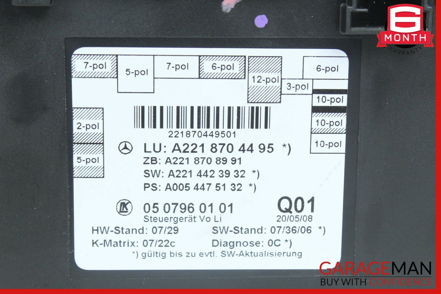 07-13 Mercedes W221 S550 Front Right Passenger Side Door Control Module Unit OEM
