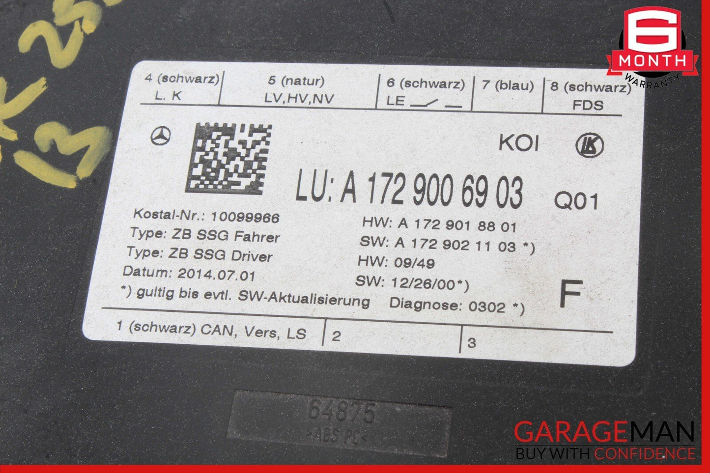 08-18 Mercedes R172 SLK250 C350 CLS500 Front Right Side Seat Control Module Unit