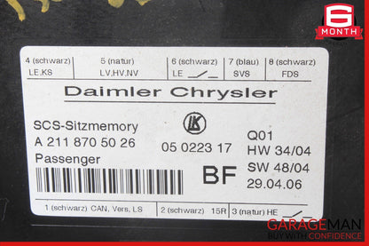 03-12 Mercedes W219 CLS550 E350 Under Seat Control Module Front Right Side OEM