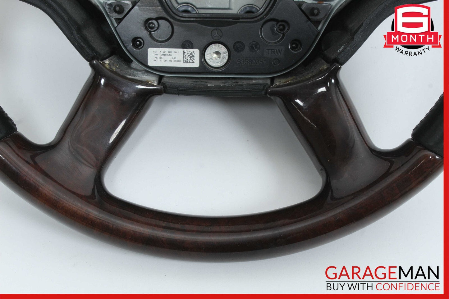 07-10 Mercedes W221 S550 Driver Steering Wheel w/ Paddle Shifters Wood OEM