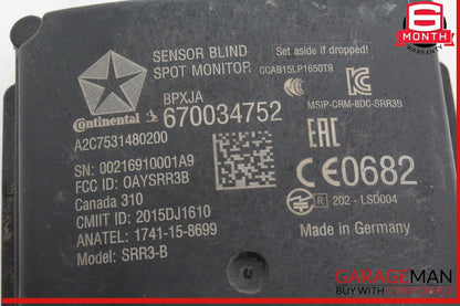 17-20 Maserati Levante Rear Left / Right Blind Spot Radar Module 670034752