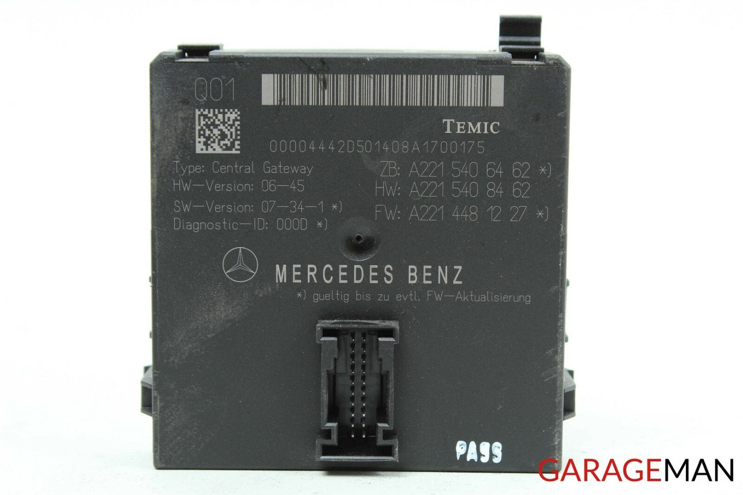 07-09 Mercedes W221 S550 S63 CL550 Central Gateway Control Module 2215406462 OEM
