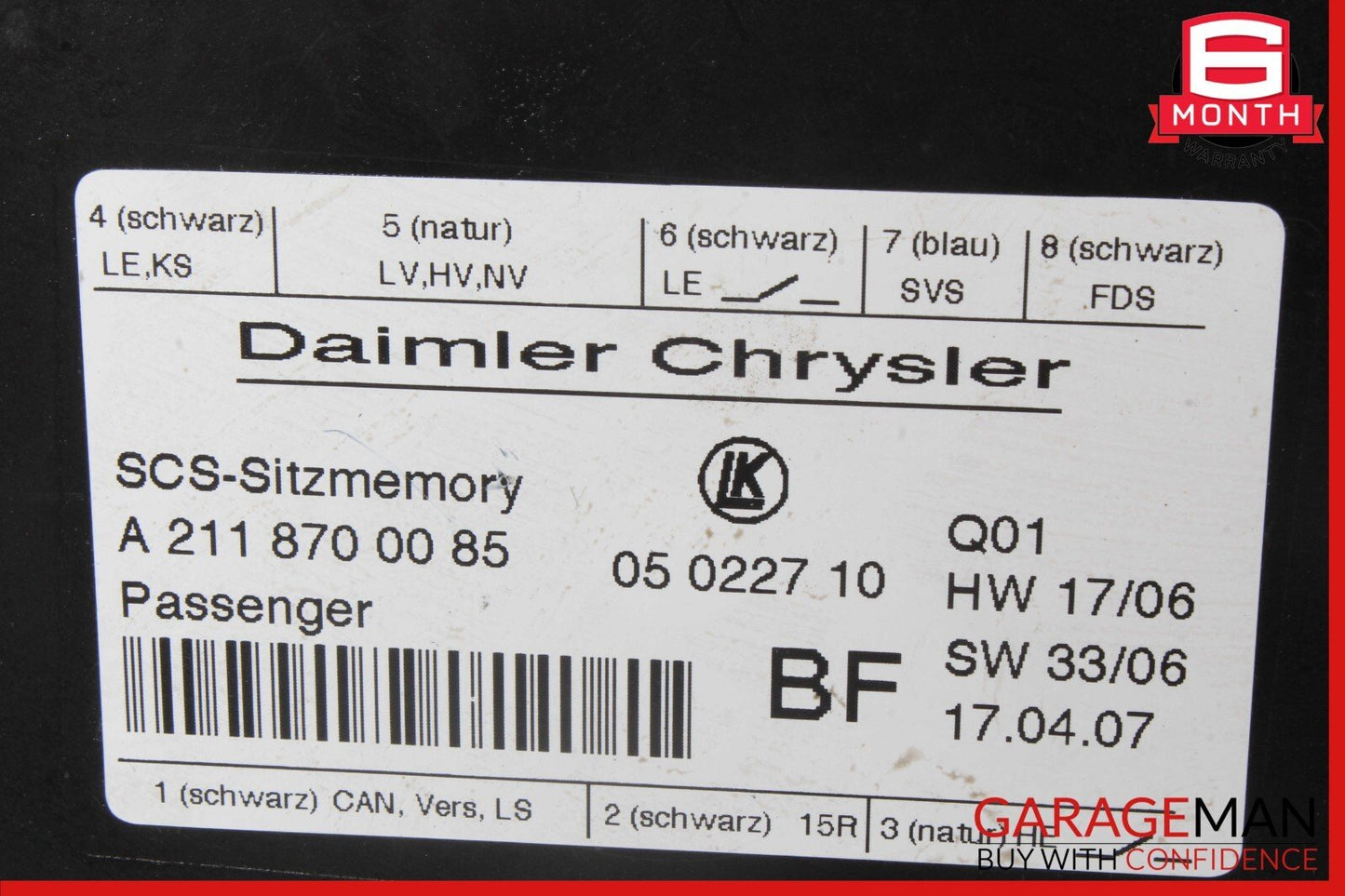 03-12 Mercedes W211 E350 C240 Under Seat Control Module Front Right Side OEM