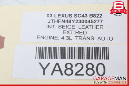 02-10 Lexus SC430 Front Right Passenger Side Door Control Module OEM