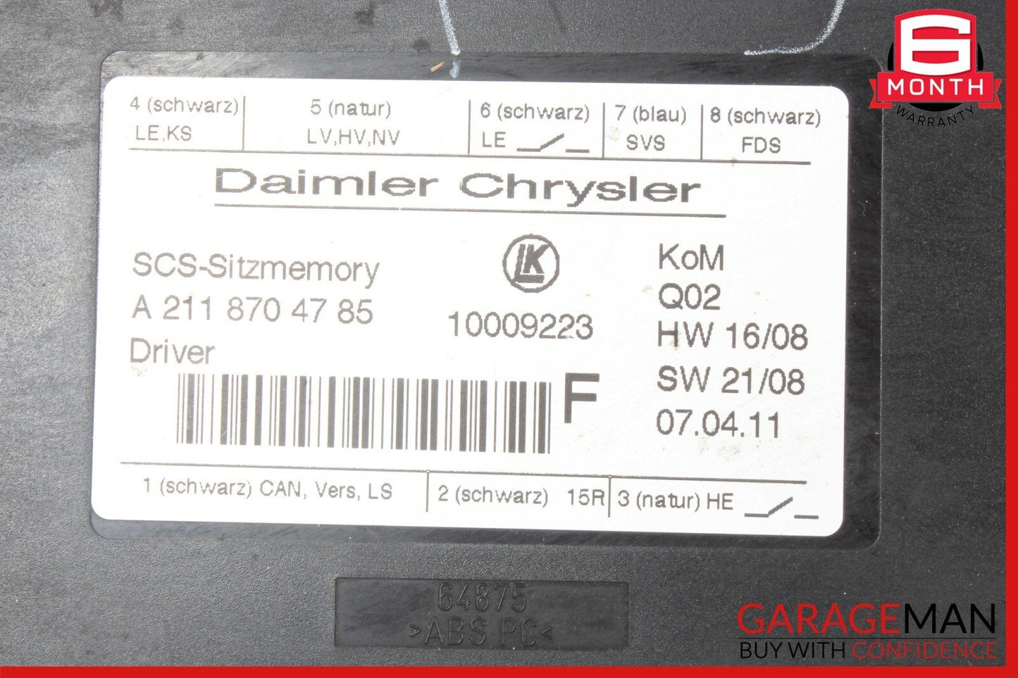 03-13 Mercedes W251 R350 GL450 GL350 Front Right Side Seat Control Module OEM