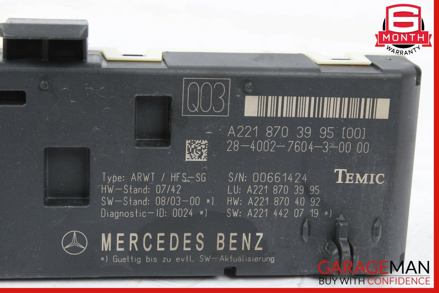 07-13 Mercedes W221 S400 CL550 Trunk Release Remote Open Close Module Unit