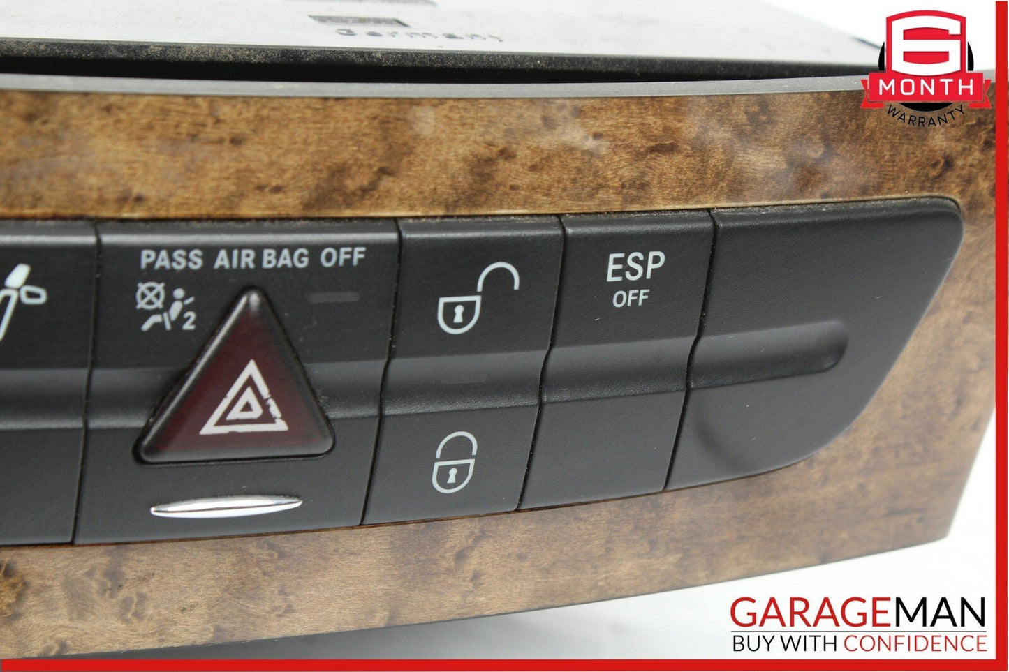 03-09 Mercedes E350 CLS500 Heated Seat Hazard Light Control Switch Module Wood
