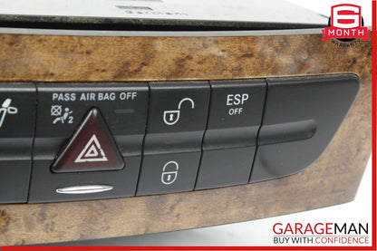 03-09 Mercedes E350 CLS500 Heated Seat Hazard Light Control Switch Module Wood