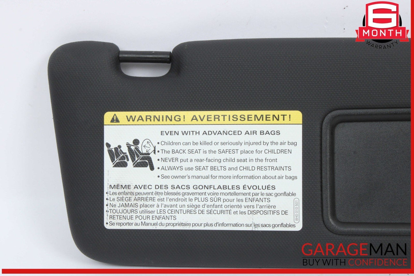14-17 Audi SQ5 Q5 Front Right Side Sun Visor Sunvisor Black 8U0857552F OEM