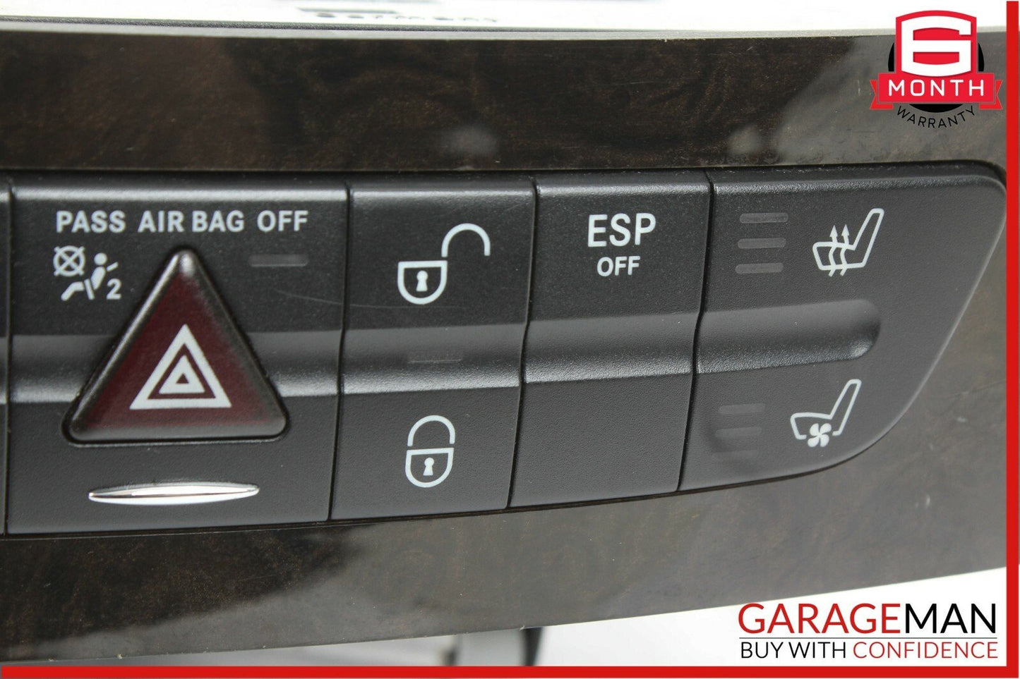 03-09 Mercedes W219 CLS500 Hazard Light Door Lock Control Panel Switch Trim Wood