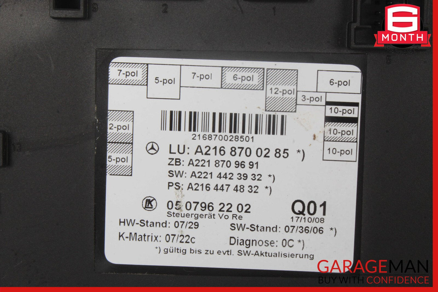 07-14 Mercedes W216 CL550 CL600 CL63 AMG Right Passenger Door Control Module OEM