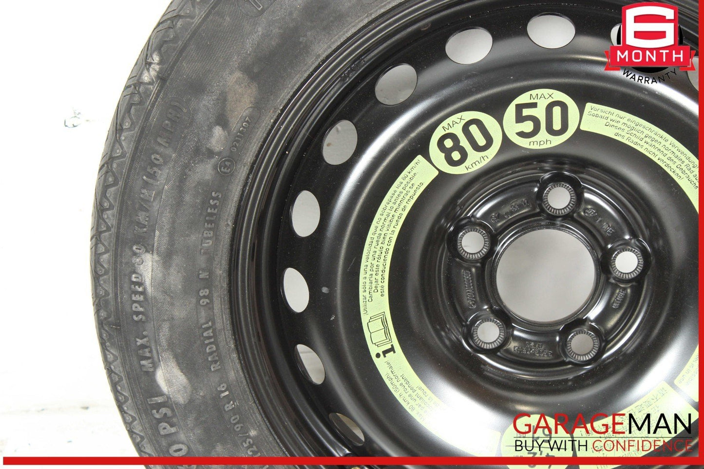 08-14 Mercedes W204 C250 C300 Emergency Spare Tire Donut Wheel Rim 125 90 16"