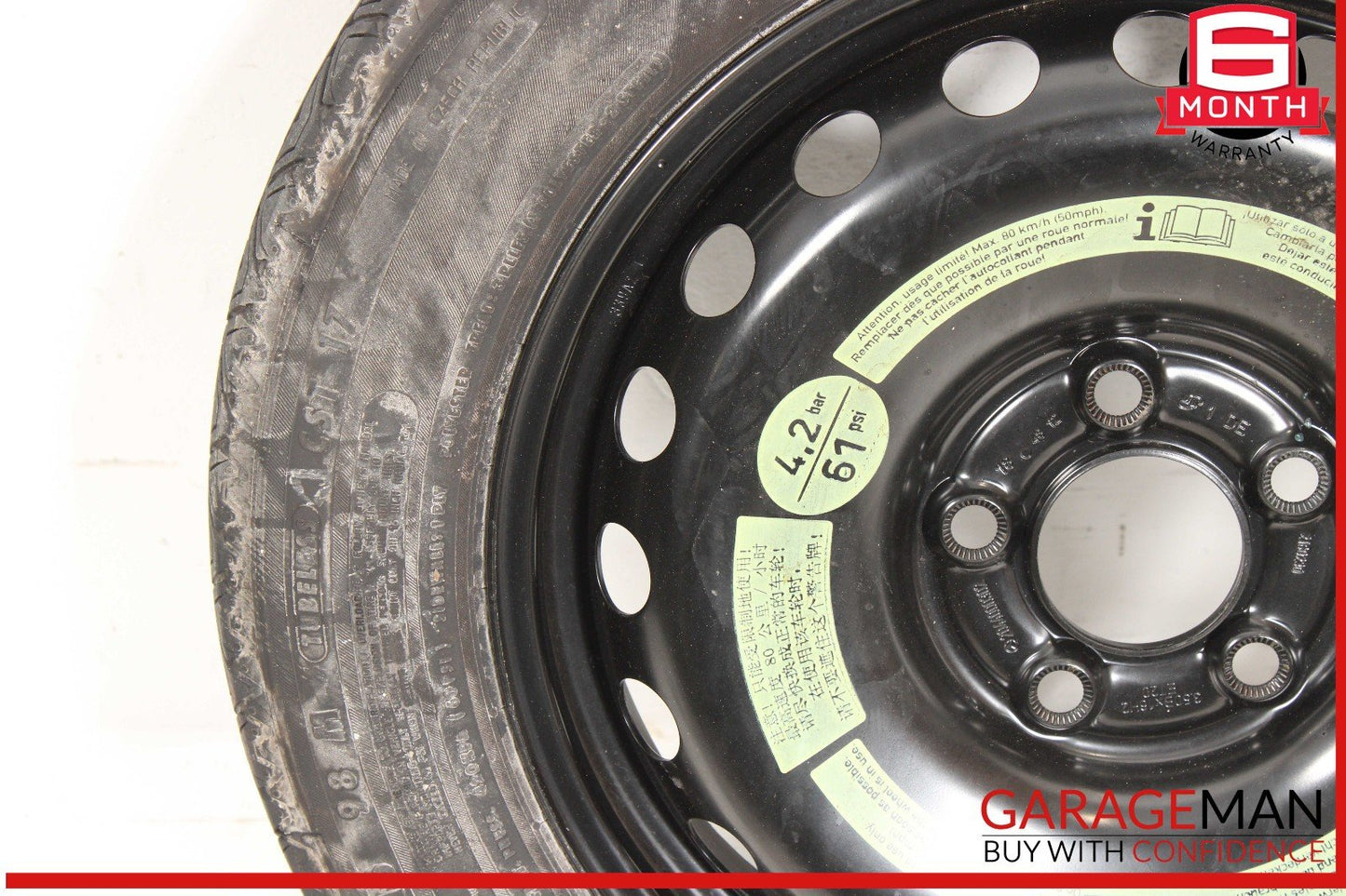 08-14 Mercedes W204 C250 C300 Emergency Spare Tire Donut Wheel Rim 125 90 16"