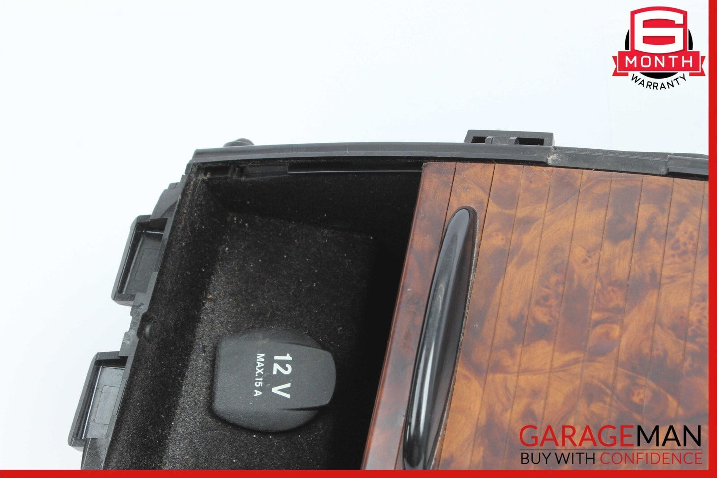 06-11 Mercedes W219 CLS350 Rear Center Console Storage Armrest Compartment Wood