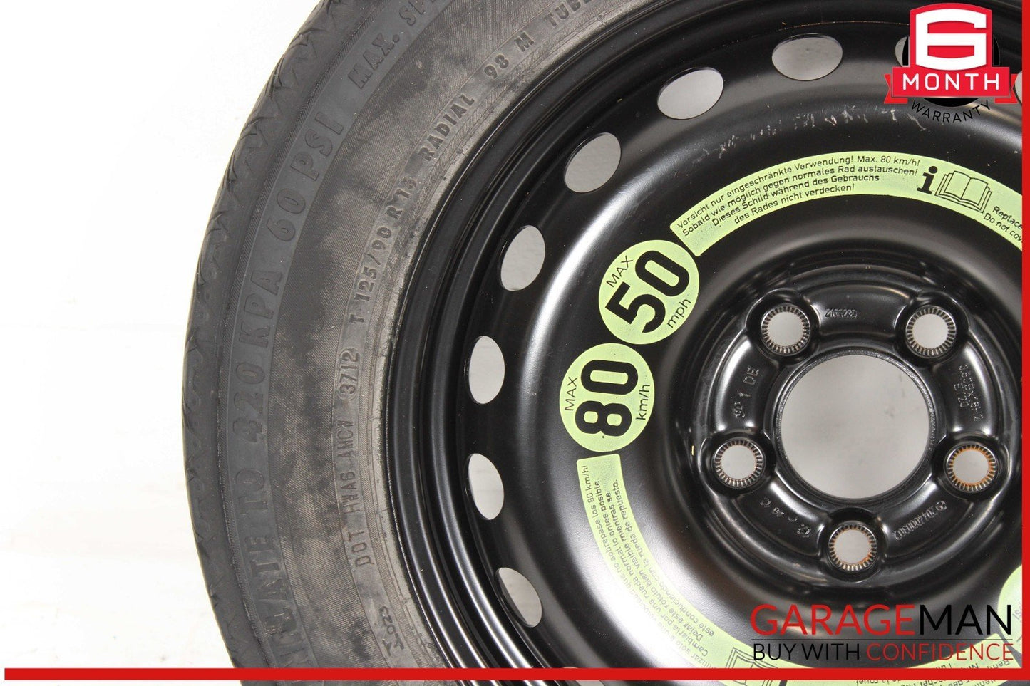 08-14 Mercedes W204 C250 C300 Emergency Spare Tire Donut Wheel Rim 125 90 16"