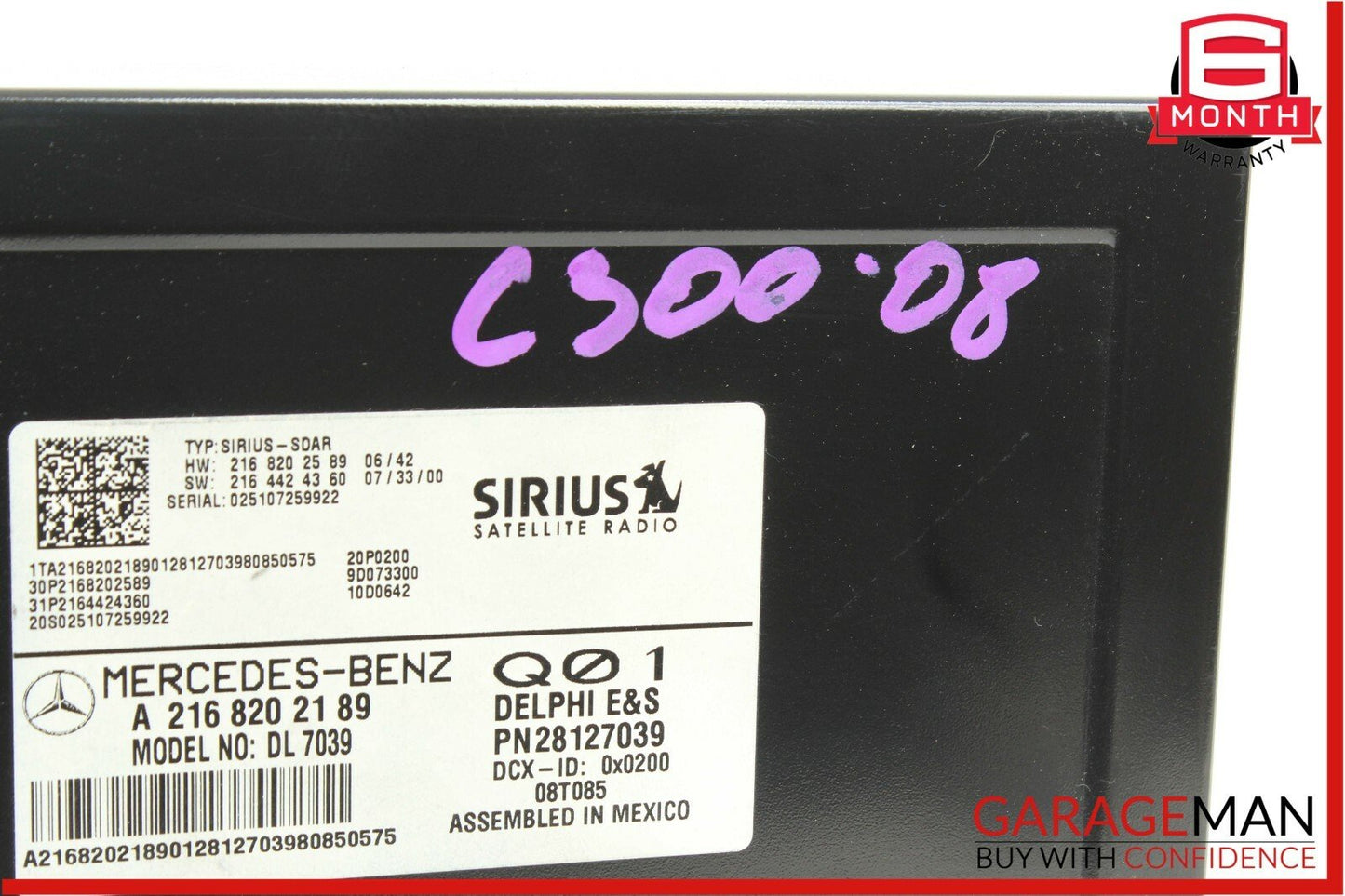 07-11 Mercedes C300 C350 S550 Sirius Satellite Radio Module Receiver OEM