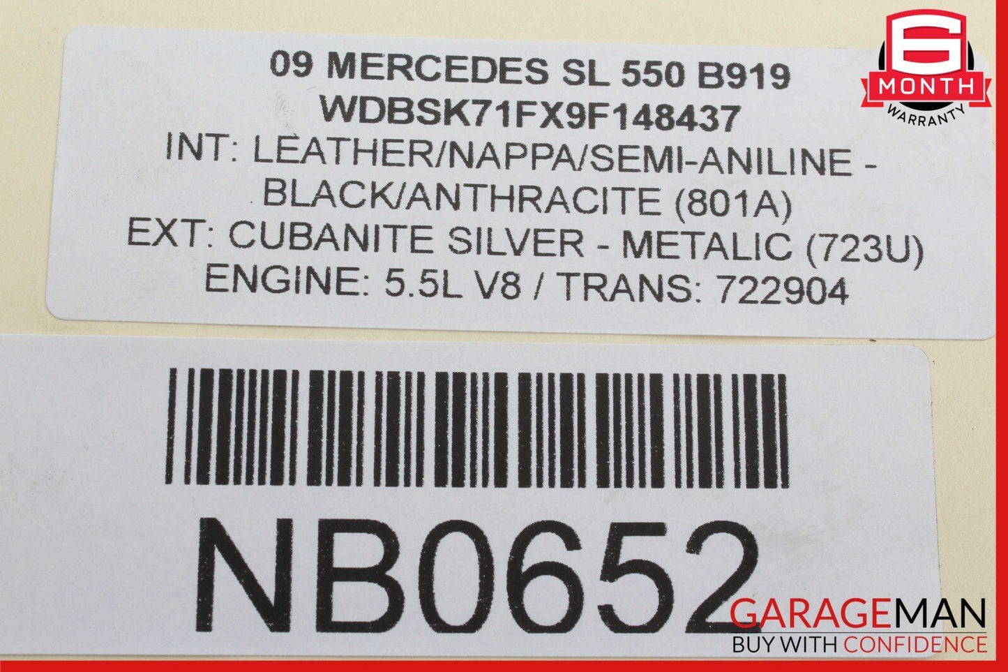 03-12 Mercedes R230 SL550 Convertible Trunk Frame Left Lock Cylinder OEM