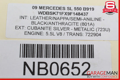 03-12 Mercedes R230 SL550 Convertible Trunk Frame Left Lock Cylinder OEM