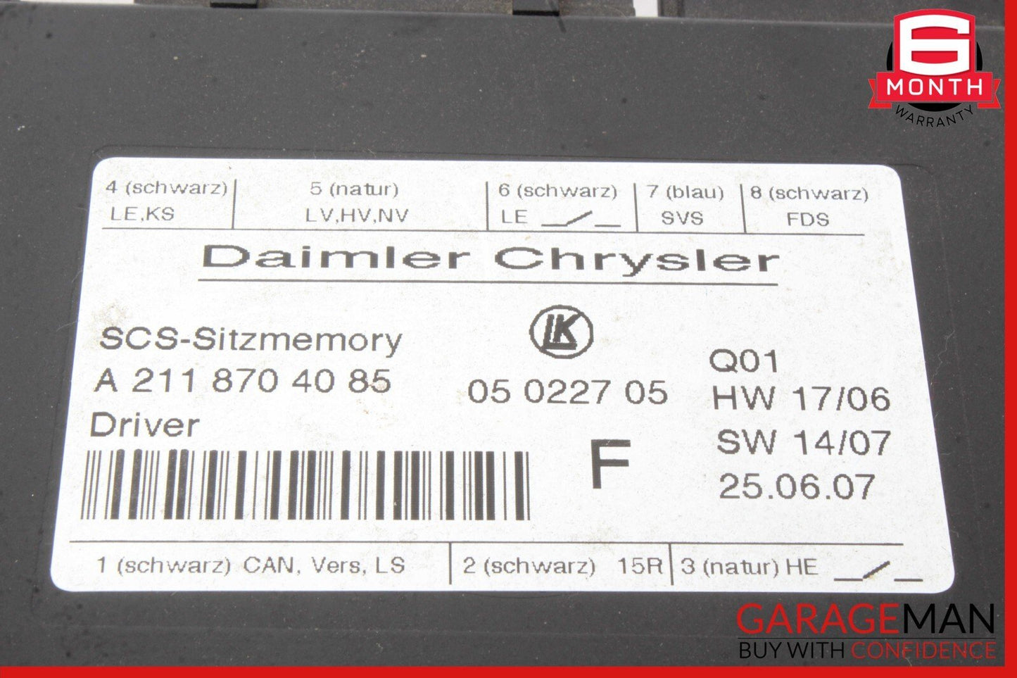03-12 Mercedes W219 CLS63 CLS550 Front Left Seat Adjustment Control Module OEM