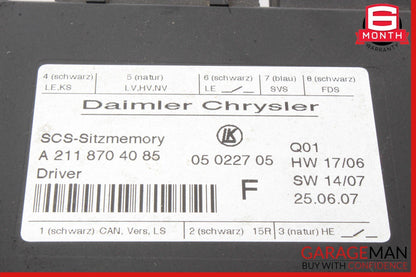 03-12 Mercedes W219 CLS63 CLS550 Front Left Seat Adjustment Control Module OEM