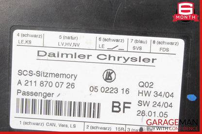 03-13 Mercedes R350 CLS500 E350 Front Right Side Seat Control Module Unit