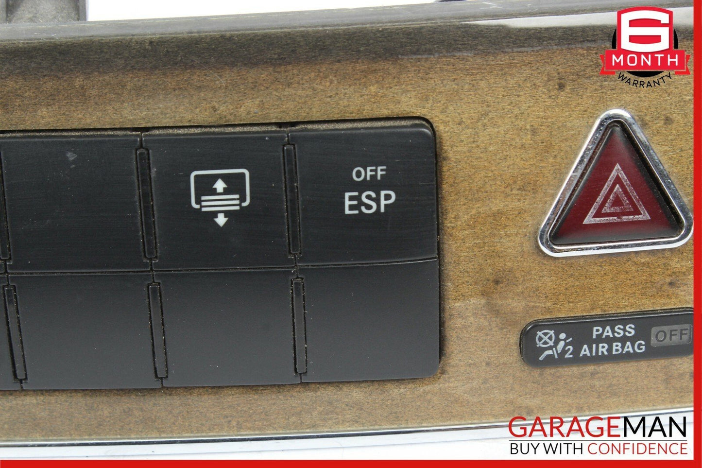 05-07 Mercedes C230 Dash Hazard Light Switch Door Lock Control Module Walnut OEM