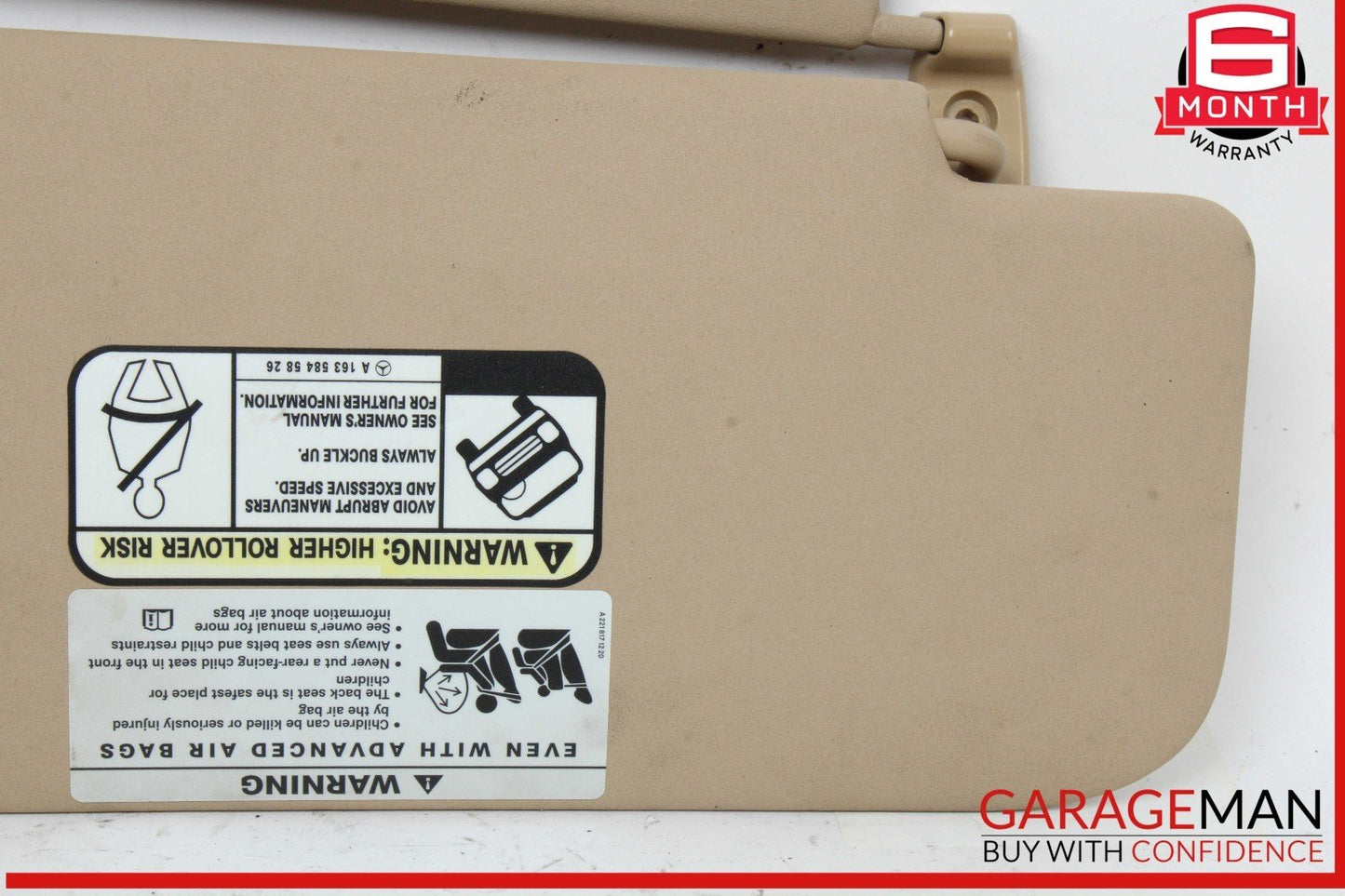 06-12 Mercedes X164 GL450 Front Left Side Sun Visor Sunvisor Shade Beige OEM