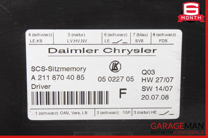 03-13 Mercedes W211 E350 CLS550 Front Left Side Seat Control Module Unit OEM